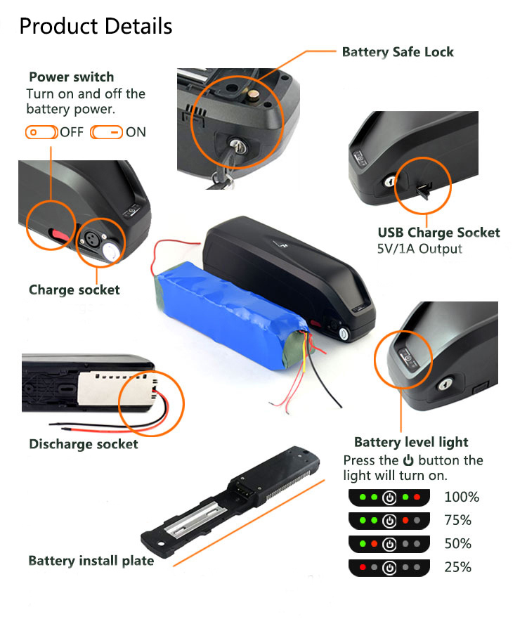 24v 13ah lithium ion battery for electric bike mobility scooter motorcycle ebike Hailong 24v 13ah