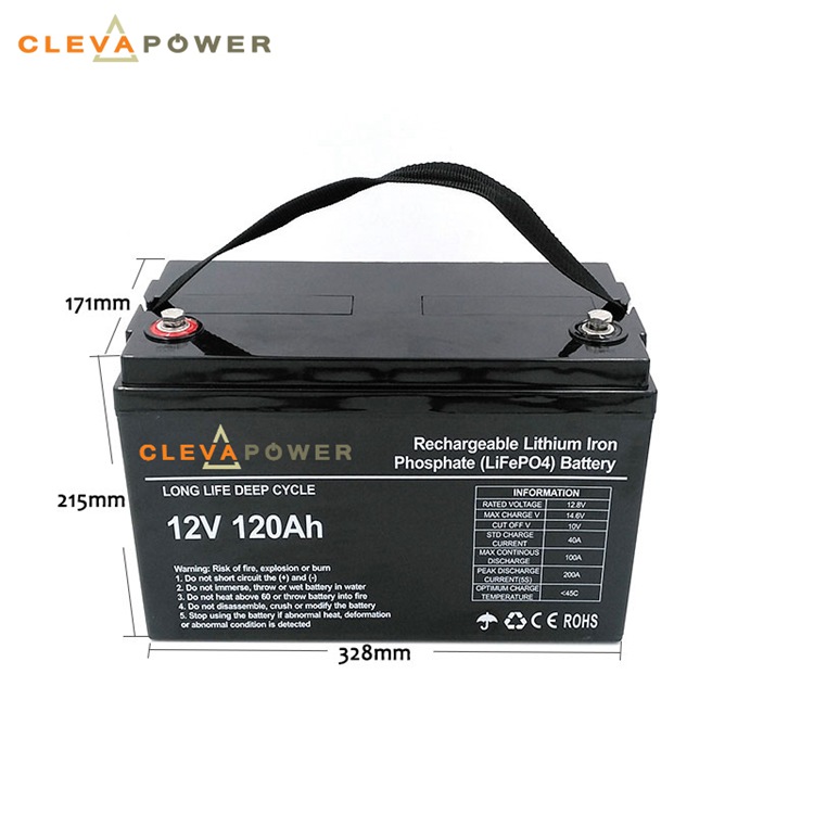 Factory Supply Deep Cycle 12V 120Ah Lithium Ion Lifepo4 Battery For Solar And Rv Marine