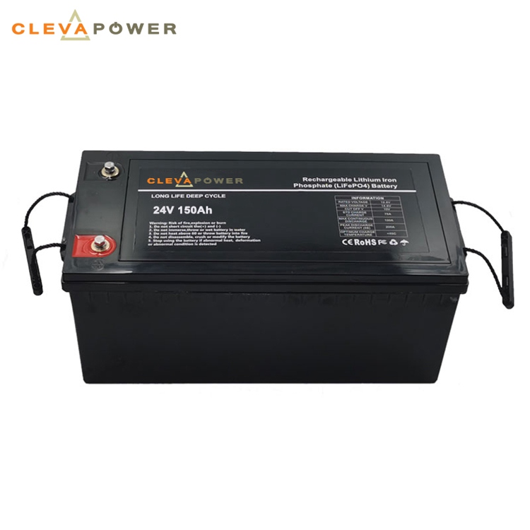 Long lifespan lithium battery 24v 150ah lithium ion battery lifepo4 for boat RV and solar.